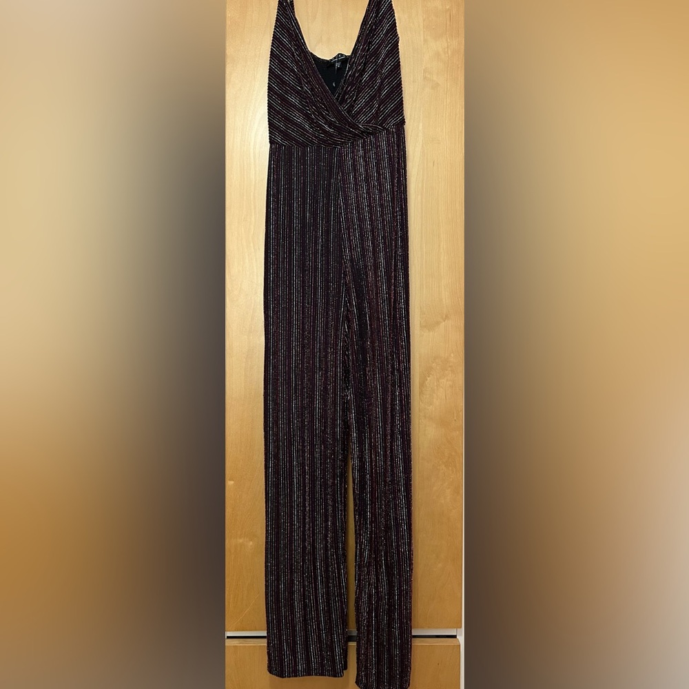 Elegant Jumpsuit With Multi-Color Sparkle Stripes